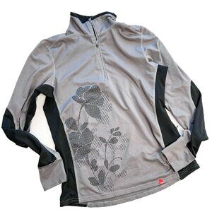 The North Face Women’s Half Zip Pullover in Grey Floral Medium Y2k